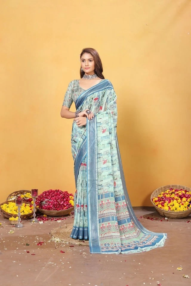 Soft Bamber Weaving Rich Pallu Traditional Wear Sari With Blouse 11-VF image 6