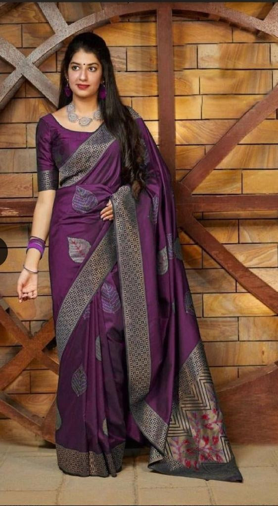 Soft Lichi Silk  Jacquard Border Saree image 14