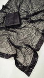 Black Georgette Embroidery Sequence Work Saree With Unstitched Blouse image 7
