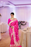 Pink Soft Lichi Silk Saree image 2