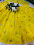 Yellow Satin Silk Embroidery Mirror Work Lehenga Blouse Dupatta image 5