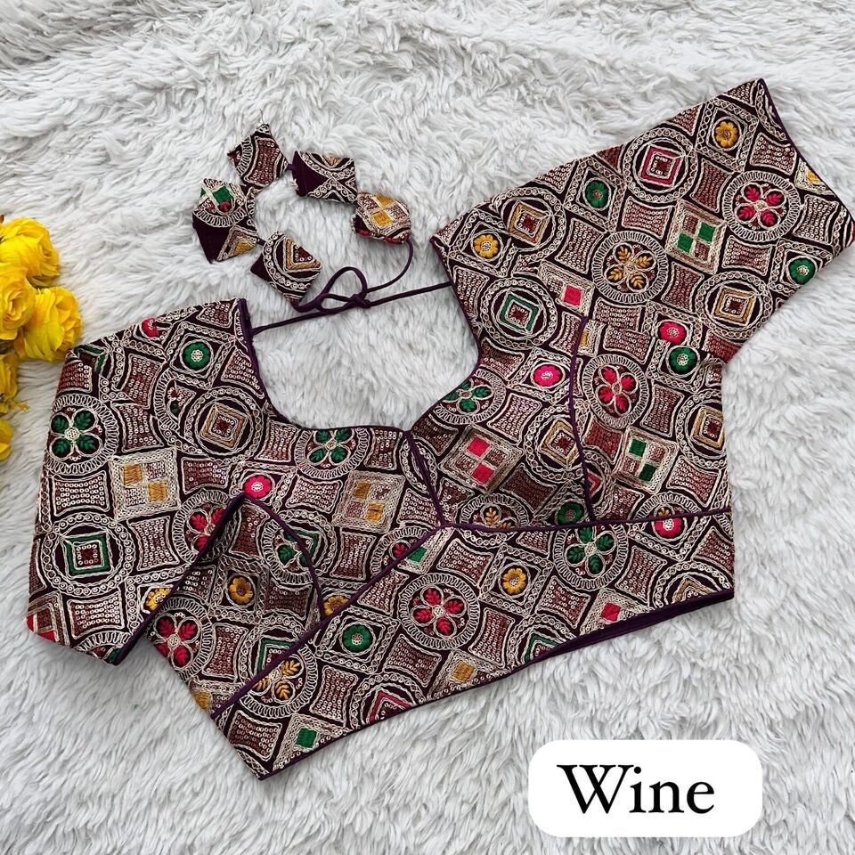 Pure Georgete Heavy Coading Work Blouse Designer Saree Blouse image 9