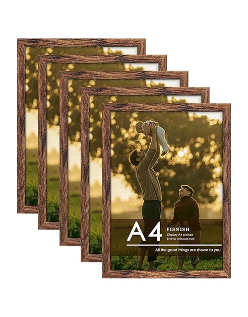 5-Pack Classic Brown A4 Picture Frames, 8.3x11.7, for Horizontal or Vertical Wall Mounting Paperback bookcover – AVRBOOKS