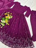 Faux Georgette Embroidery Sequence Work Salwar Kameez With Dupatta image 5