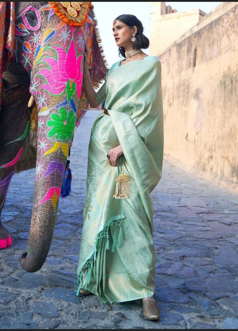 Soft Lichi Silk Saree With Blouse image 5