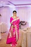 Pink Soft Lichi Silk Saree image 3