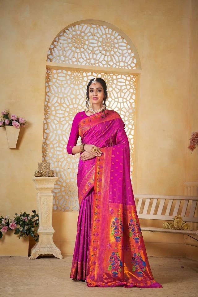 Pethani Silk With Fancy Pallu Traditional Wear Saree With Blouse 11-VF image 8