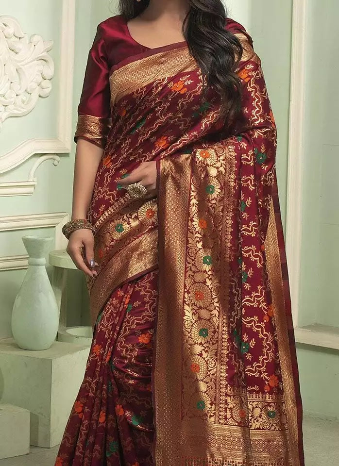 Banarasi Soft Silk Saree With Blouse image 3