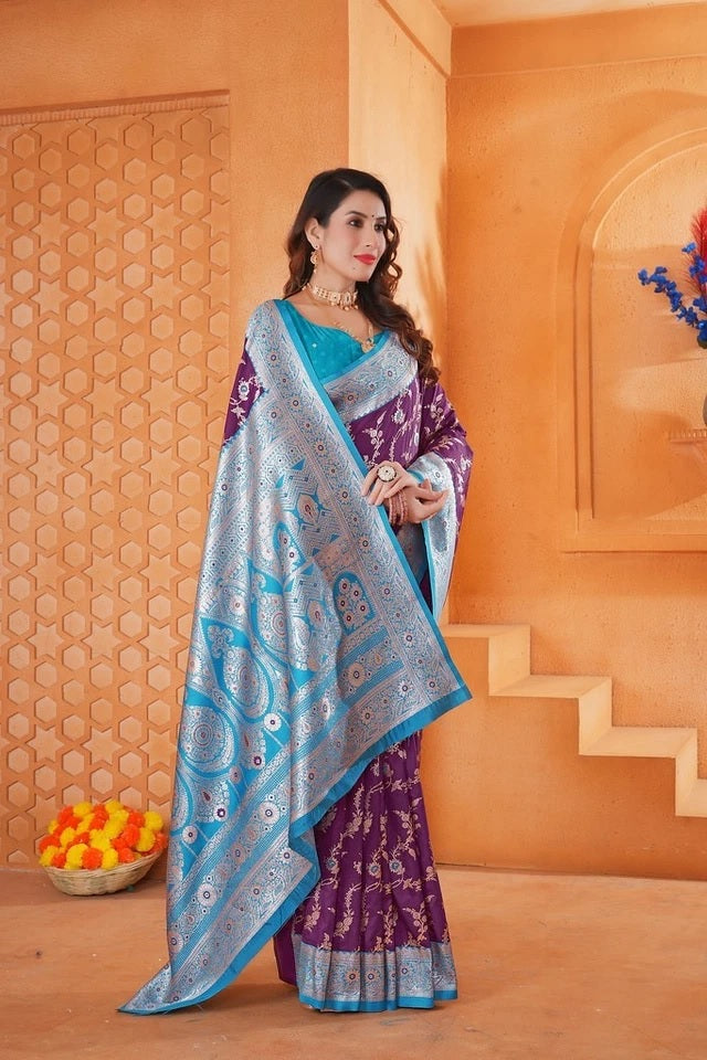 Soft Silk Weaving Saree With Banarasi Jari Work Designer With Blouse 11-VF image 16