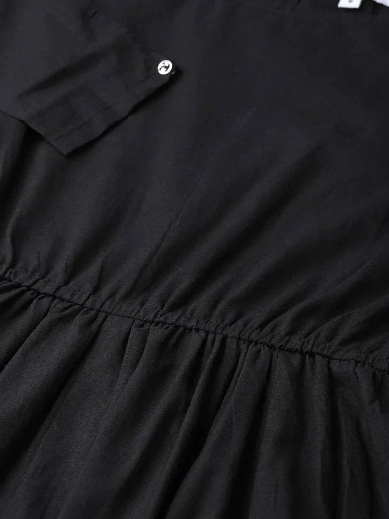 Black Pure Cotton Long Salwar Kameez With Dupatta image 7