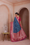 Indian Soft Silk Weaving Saree With Banarasi Jari Work With Blouse 11-VF image 16