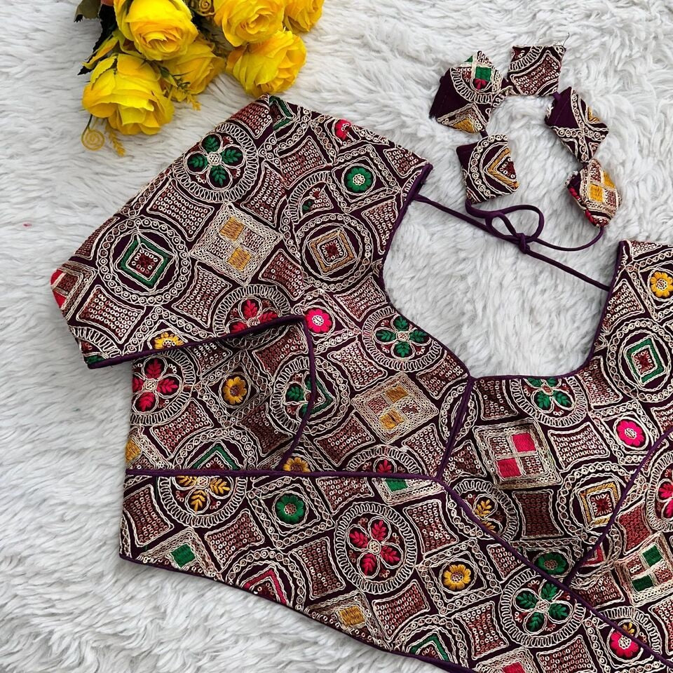 Pure Georgete Heavy Coading Work Blouse Designer Saree Blouse image 11