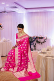 Pink Soft Lichi Silk Saree image 4
