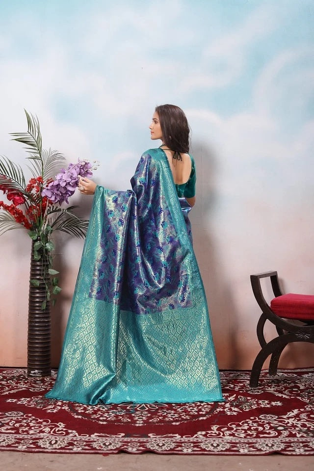 Kanjiwaram Silk With Rich Pallu Traditional Wear Sari With Blouse 11-VF image 20