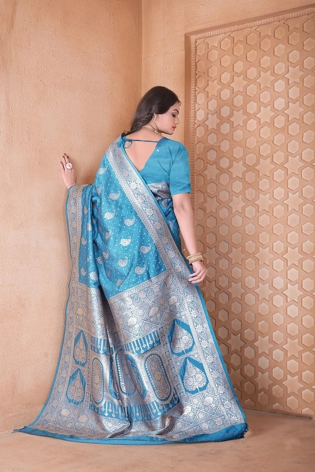 Soft Silk Saree Weaving Banarasi Traditional Wear Sari With Blouse 11-VF image 16