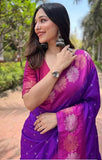 Banarasi Soft Silk Saree With Blouse image 2