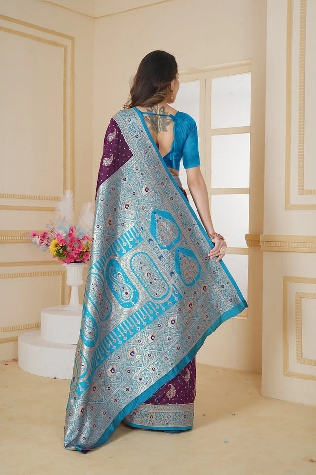 Traditionl Soft Silk Weaving Saree With Banarasi Jari Work With Blouse11-VF image 16