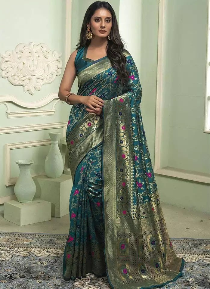 Banarasi Soft Silk Saree With Blouse image 4