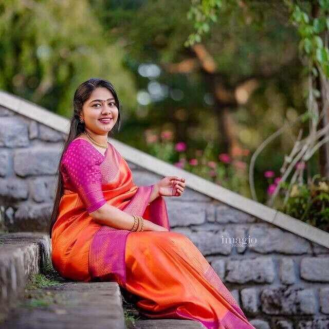 Soft Silk With Beautiful Rich Design Pallu Saree With Blouse image 7