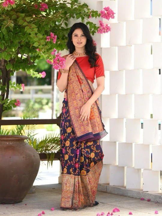 Banarsi Soft Jacquard Border Saree With Blouse image 6