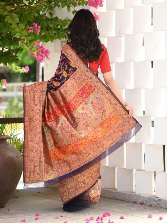 Banarsi Soft Jacquard Border Saree With Blouse image 9