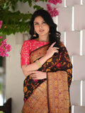 Banarsi Soft Jacquard Border Saree With Blouse image 7