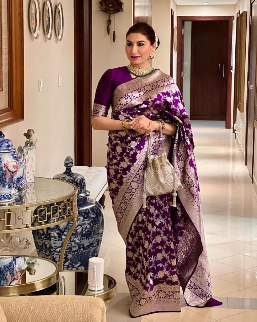 Wine Soft Lichi Silk Jacquard Border Saree image 2