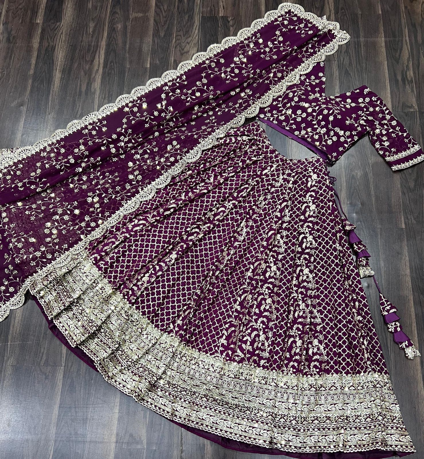 Viscose Jacquard Embroidery & Sequence Work Lehenga Choli With Dupatta image 5