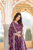 Viscose Jacquard Embroidery & Sequence Work Lehenga Choli With Dupatta image 1