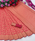 Soft Silk With Golden Zari Work Saree image 7