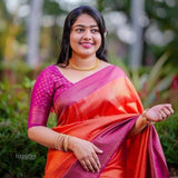 Soft Silk With Beautiful Rich Design Pallu Saree With Blouse image 8