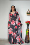 Pure Soft Georgette Silk Ready To Wear Saree With Blouse image 5