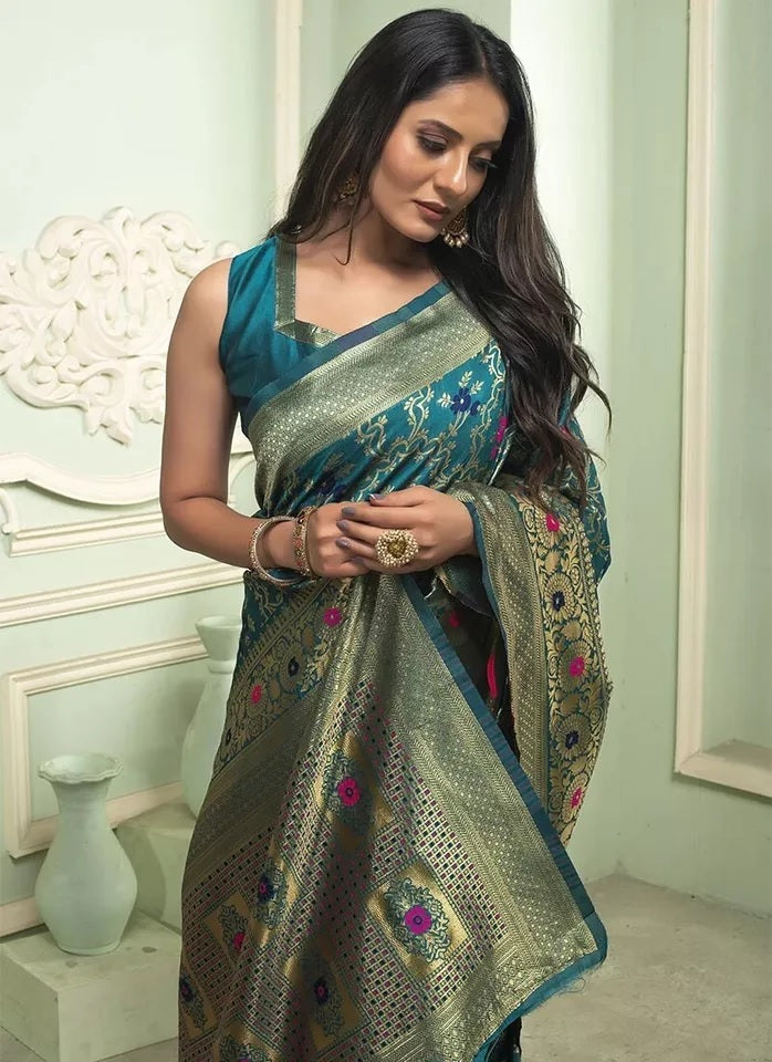 Banarasi Soft Silk Saree With Blouse image 5