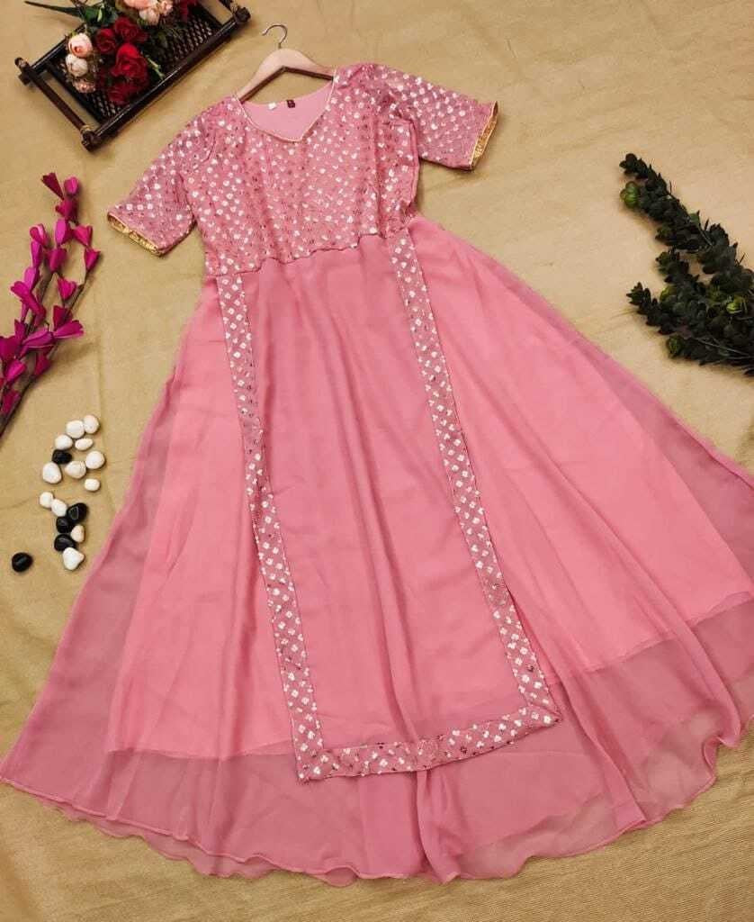 Full Stitched Georgette With Sequence Embroidery Work Anarkali Dress image 5