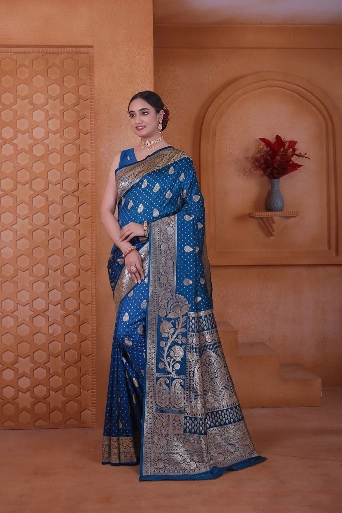 Wedding Designer Soft Silk Weaving Banarasi Sari With Blouse 11-VF image 8