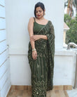Mehendi Color Georgette Saree image 1