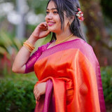 Soft Silk With Beautiful Rich Design Pallu Saree With Blouse image 9