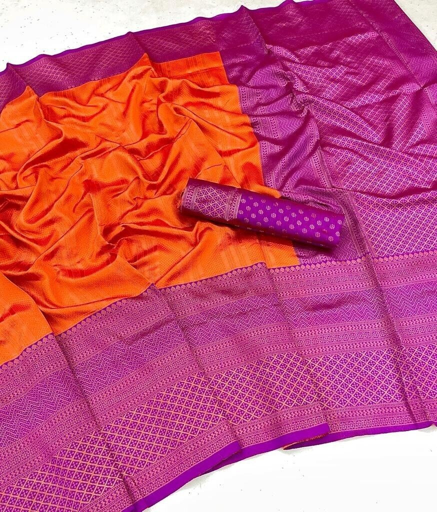 Soft Silk With Beautiful Rich Design Pallu Saree With Blouse image 10