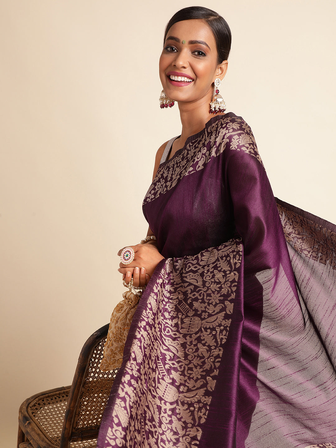 Rich Pallu Row Silk Weaving Work Saree image 5