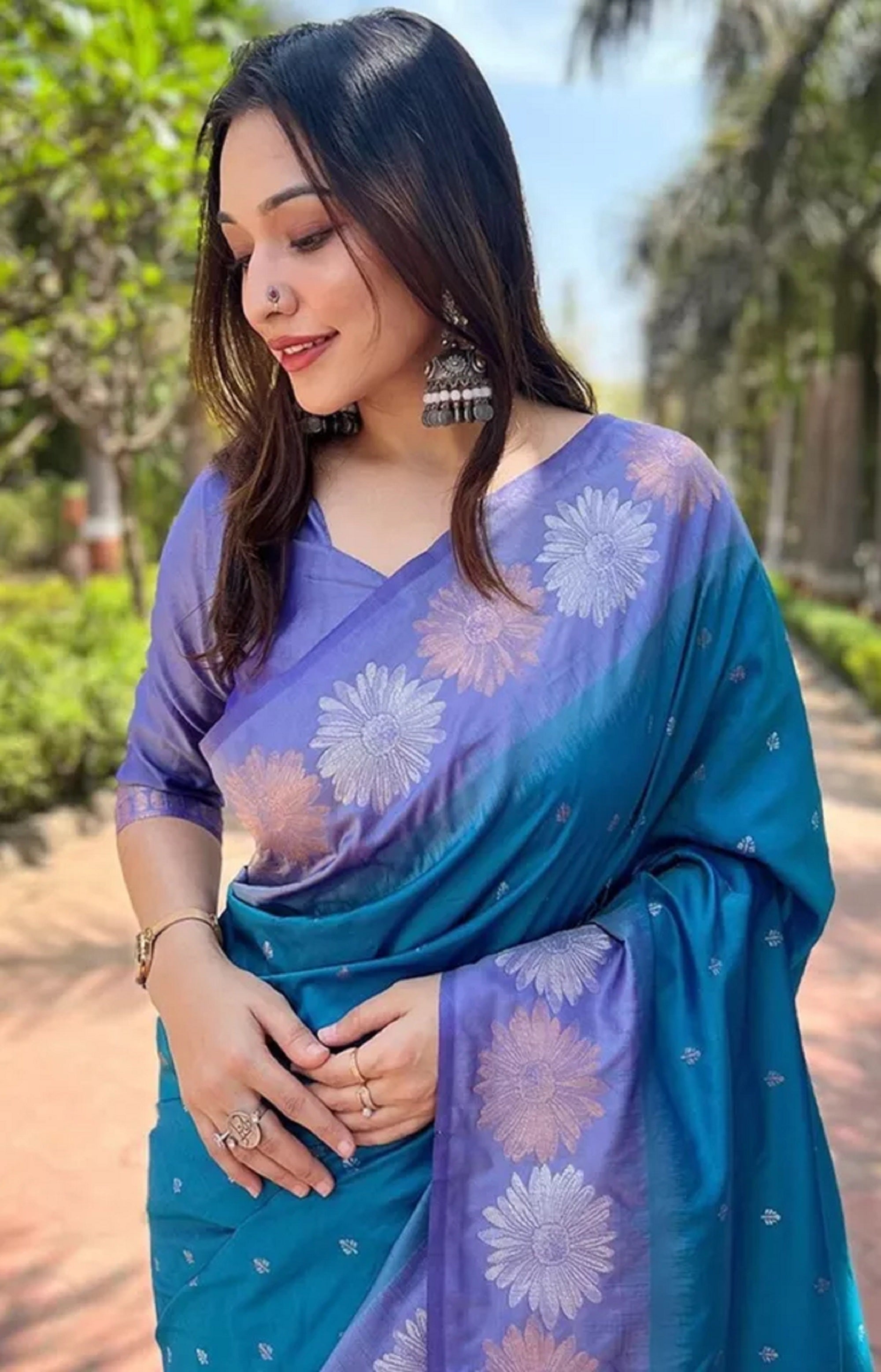 Banarasi Soft Silk Saree With Blouse image 6