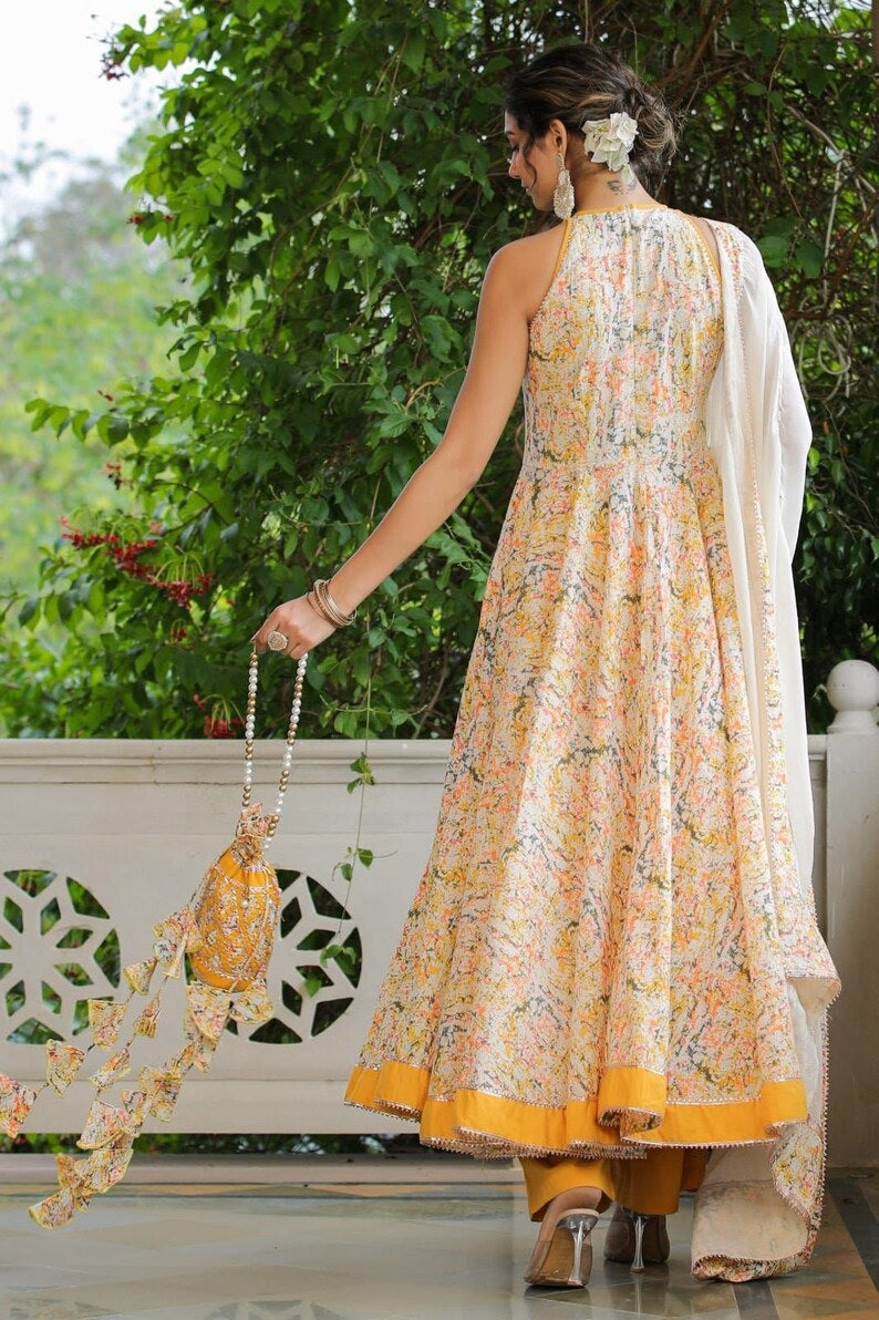 Multi Color Premium Cotton kurta with pant dupatta set image 4