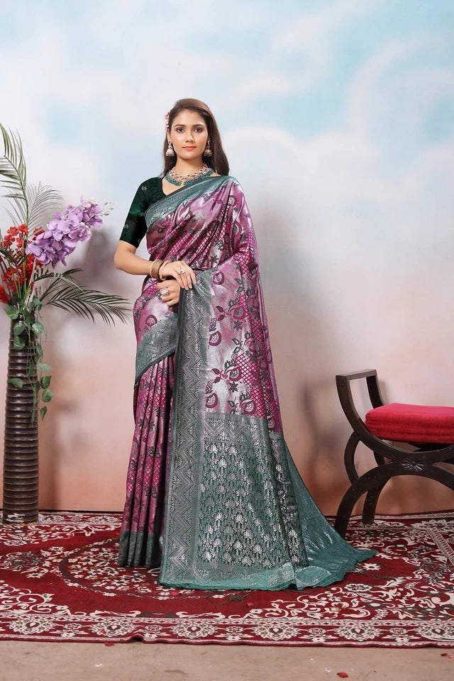 Kanjiwaram Silk With Rich Pallu Traditional Wear Sari With Blouse 11-VF image 10