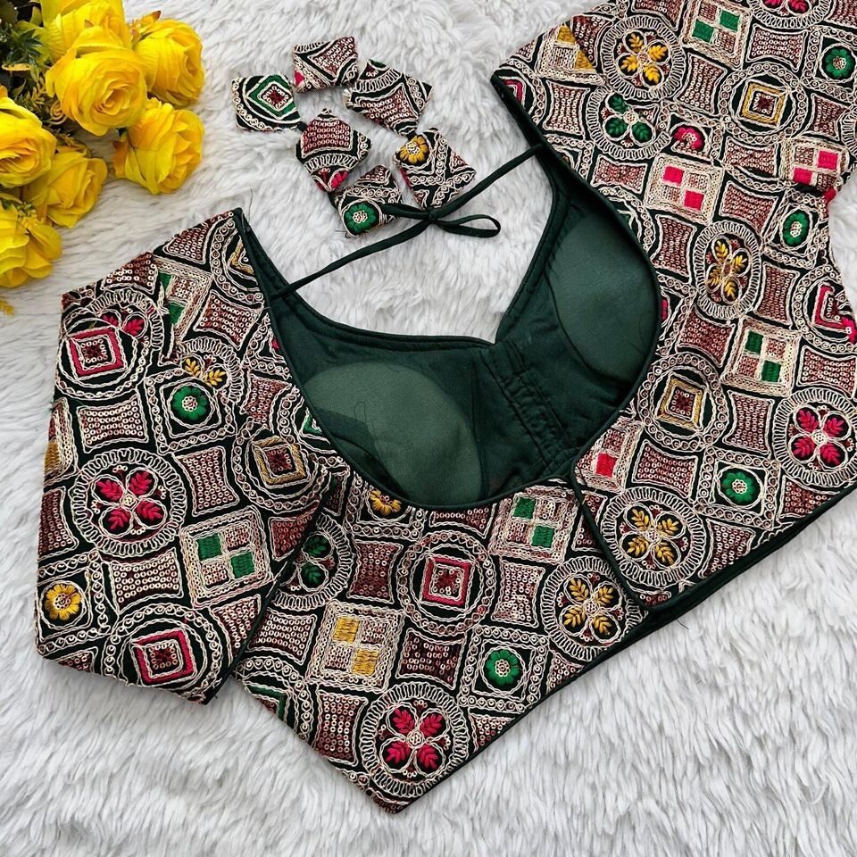 Pure Georgete Heavy Coading Work Blouse Designer Saree Blouse image 14