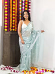 Faux Georgette Saree With Unstitched Blouse image 1