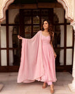 Peach Georgette & Sequence Work Gown Dresses With Dupatta image 1