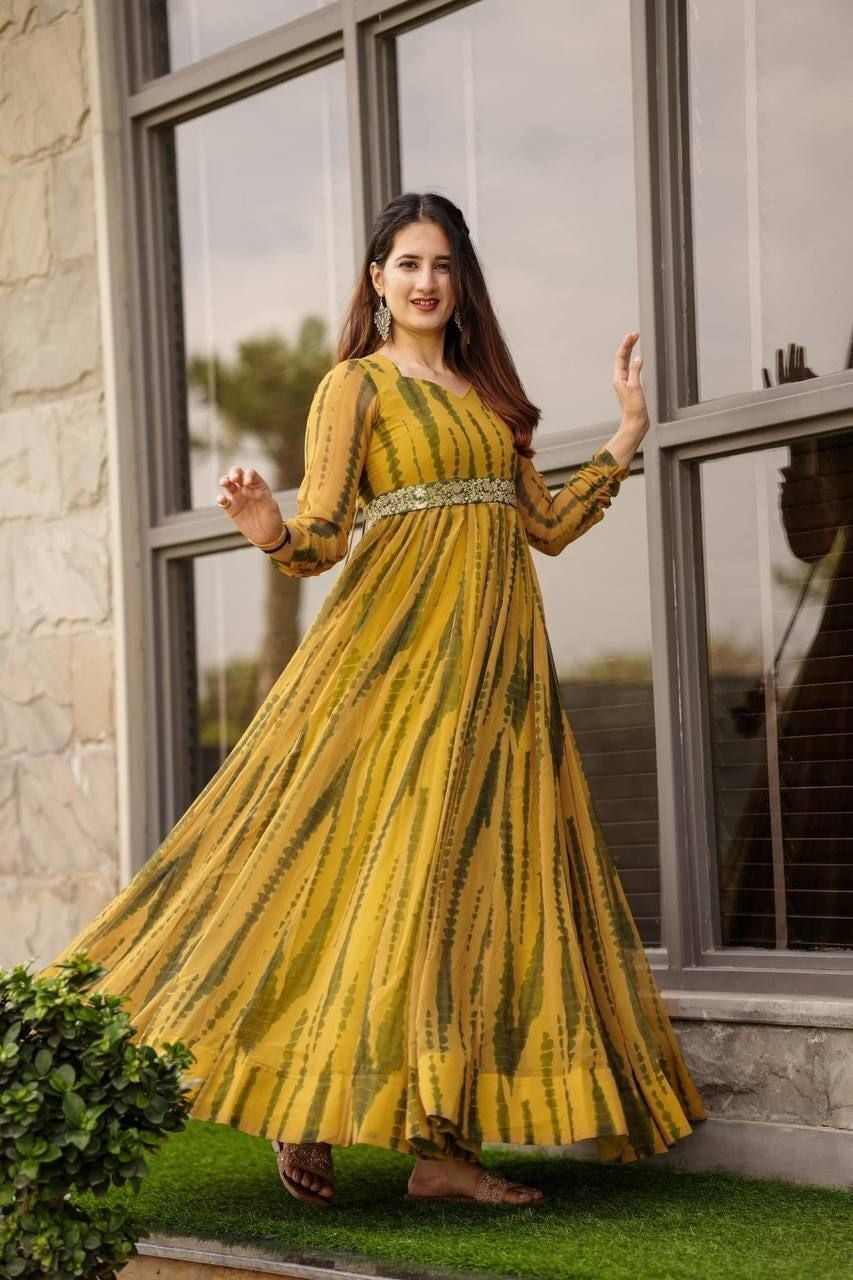 Georgette With Embroidery Work Gown Dresses image 1