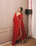 Faux Georgette Long Anarkali Gown Bottom & Dupatta image 1