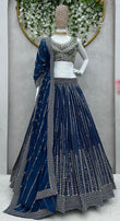 Blue Fox Georgette Sequence Work Lehenga image 1
