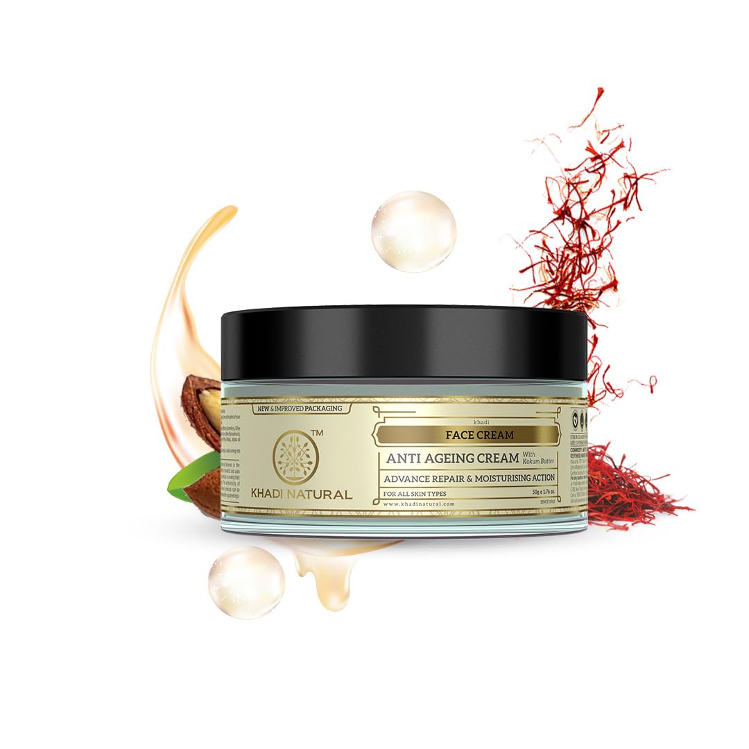 Khadi Natural Anti Ageing Cream, 50g Prevent premature signs of aging Reduce wrinkles and spots Rehydrates skin Suitable for All Skin Types image 1