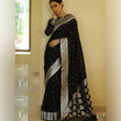 Black Colour Soft Lichi Silk Saree image 1